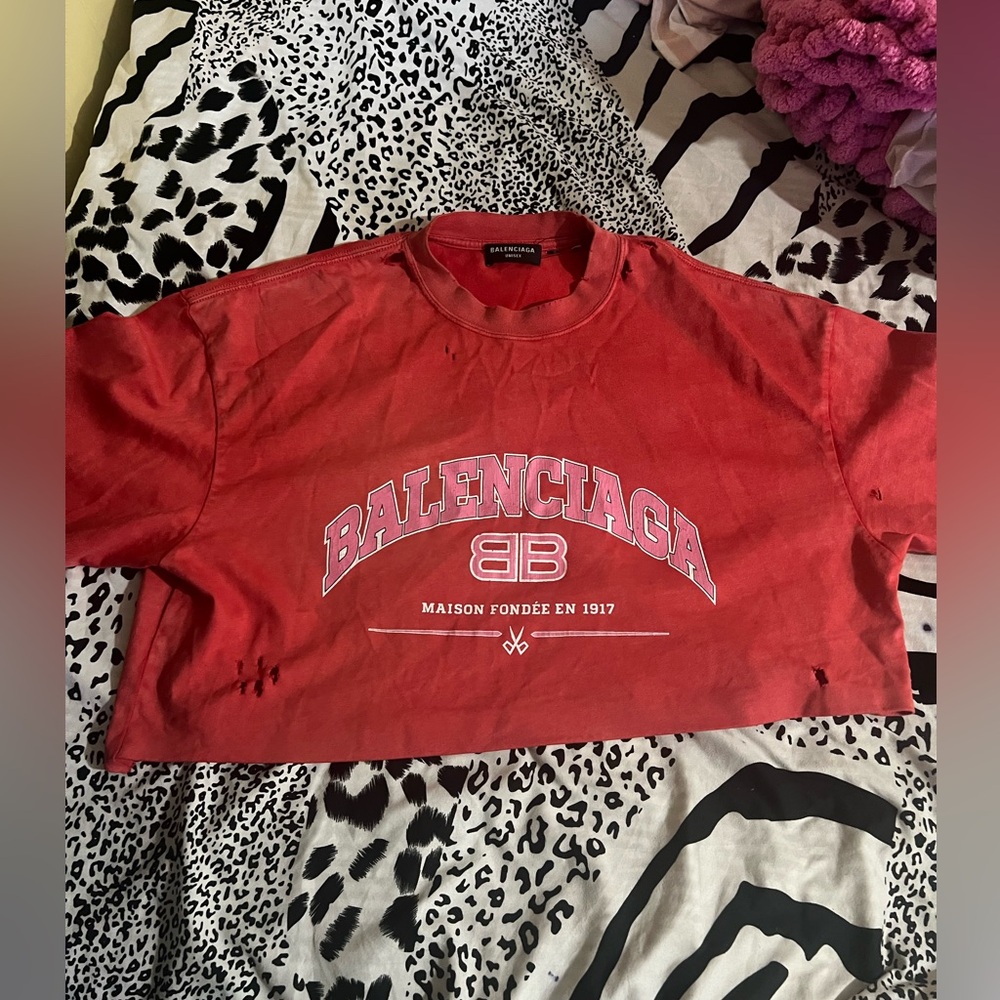 Red and pink Balenciaga crop shirt
